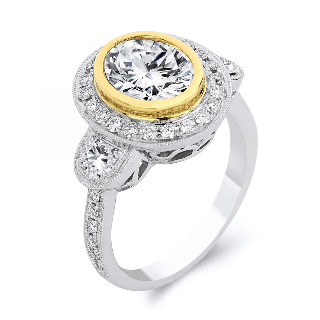 18k White Gold Diamond Half Moon Engagement ring
