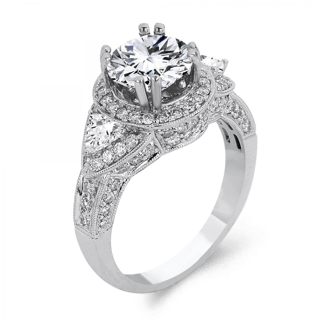 18k White Gold 1.09 Carat Diamond Engagement ring (Center stone is not included)