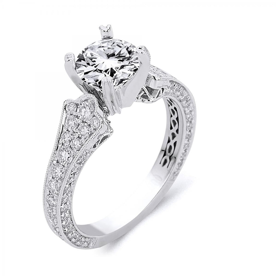 18k White Gold 1.0 Carat Diamond Engagement ring (Center stone is not included)