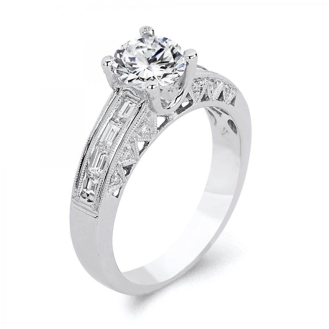 18k White Gold Baguette Cut  Diamond Engagement ring