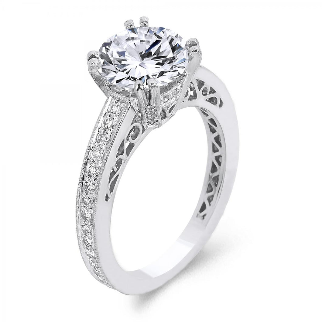 Platinum Diamond Pavé Engagement ring (Center stone is not included)