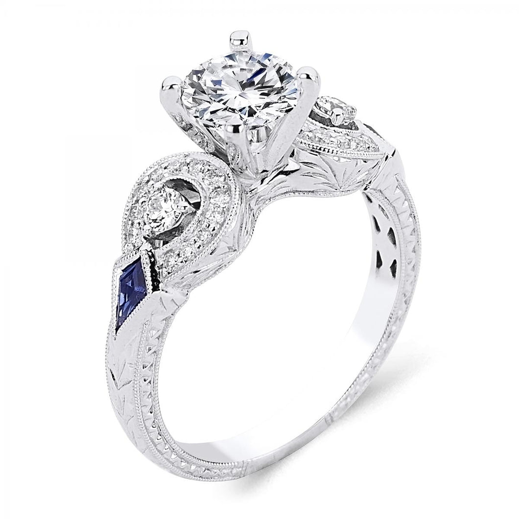 Platinum Diamond Engagement Ring Setting (Center stone is not included)