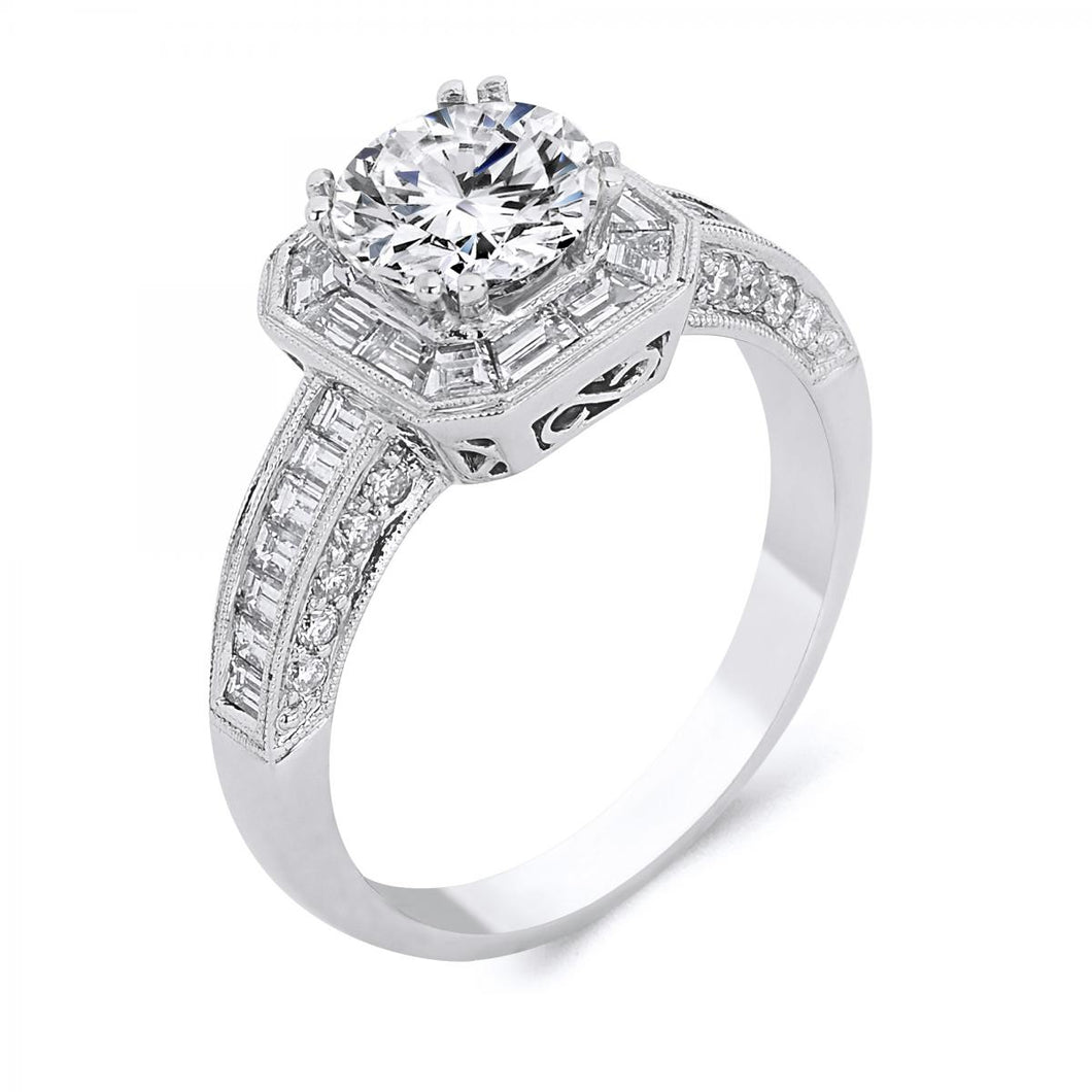 18k White Gold Baguette Diamond Engagement ring