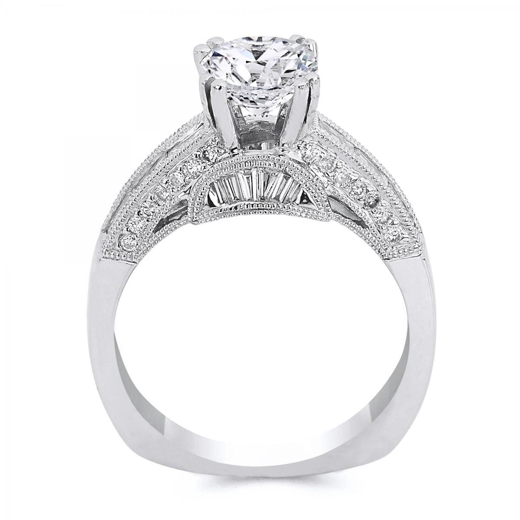 18k White Gold Baguette Cut Diamond Engagement ring (Center stone is not included)
