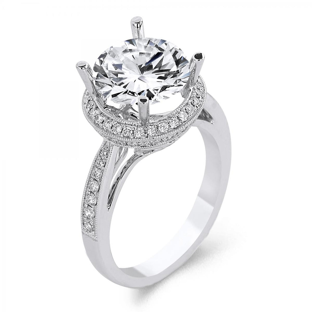18k White Gold .46 Carat Diamond Engagement Ring (Center stone is not included)