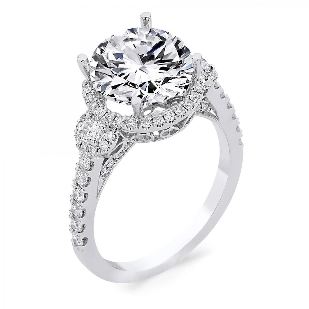 18k White Gold .71 Carat Diamond Engagement Ring (Center stone is not included)