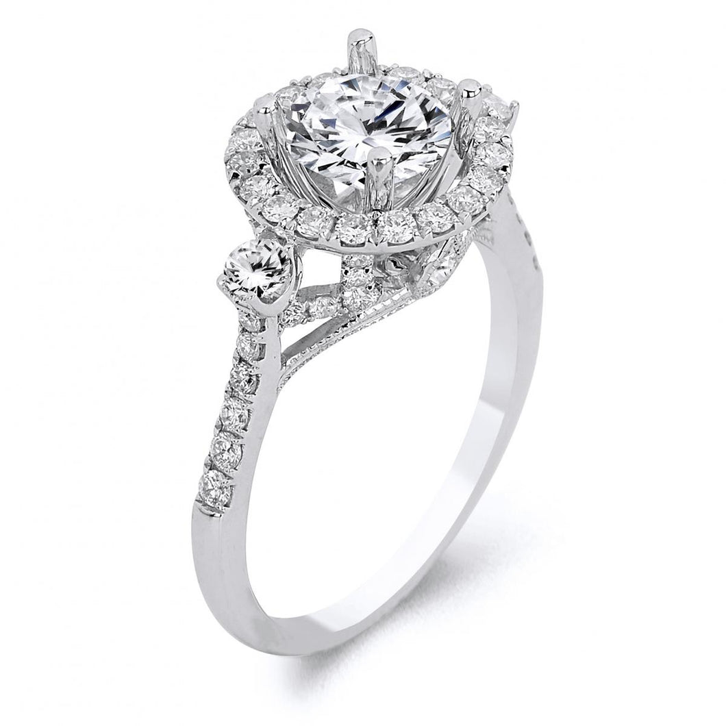 18k White Gold Round Brilliant Cut Diamond Engagement Ring
