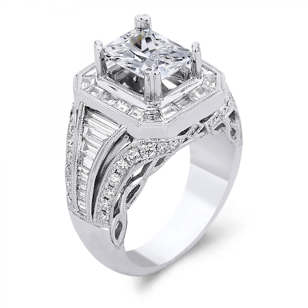 18k White Gold 1.59 Carat Diamond Engagement Ring (Center stone is not included)