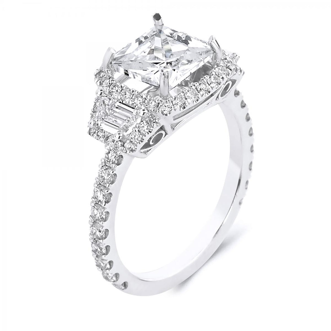 18k White Gold Princess Cut Diamond Engagement Ring