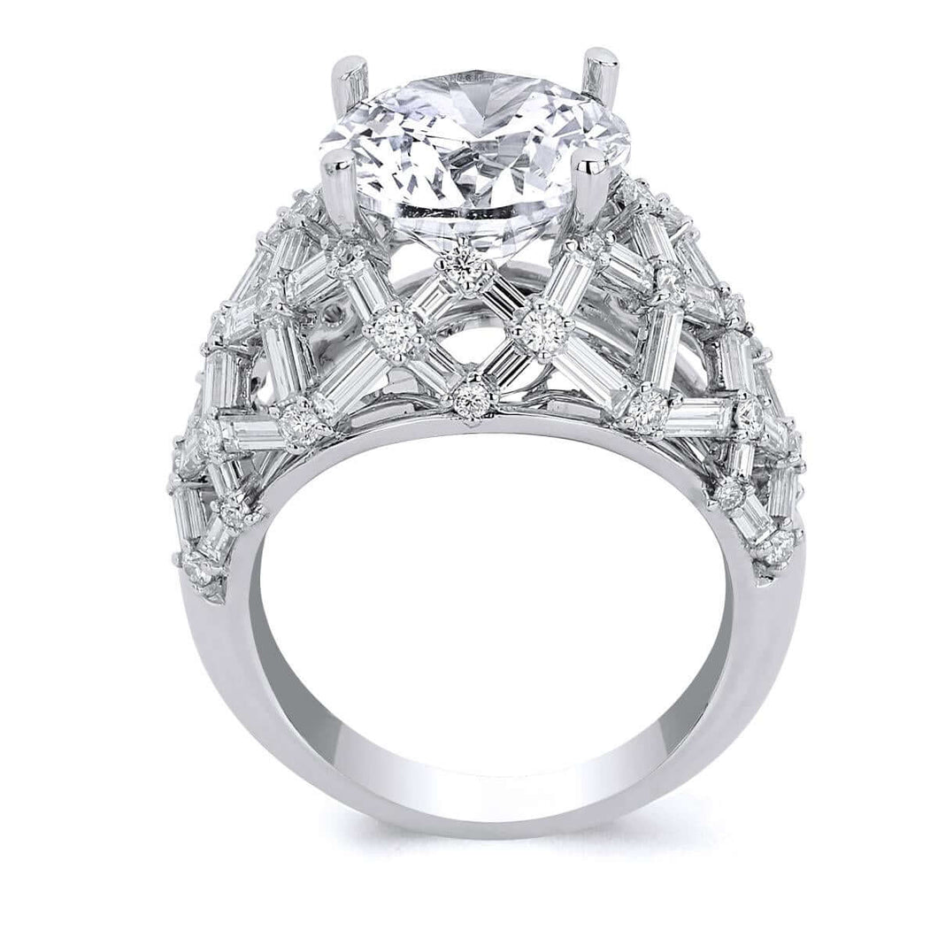 18k White Gold Baguette Brilliant Cut Diamond Engagement Ring