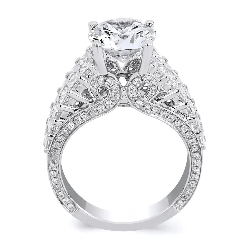 18k White Gold Diamond Impressionist Engagement Ring