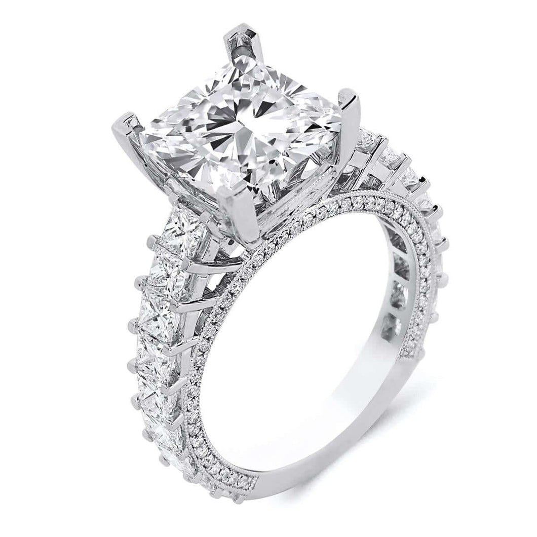 18k White Gold .21 Carat Princess Cut Diamond Engagement Ring (Center stone is not included)