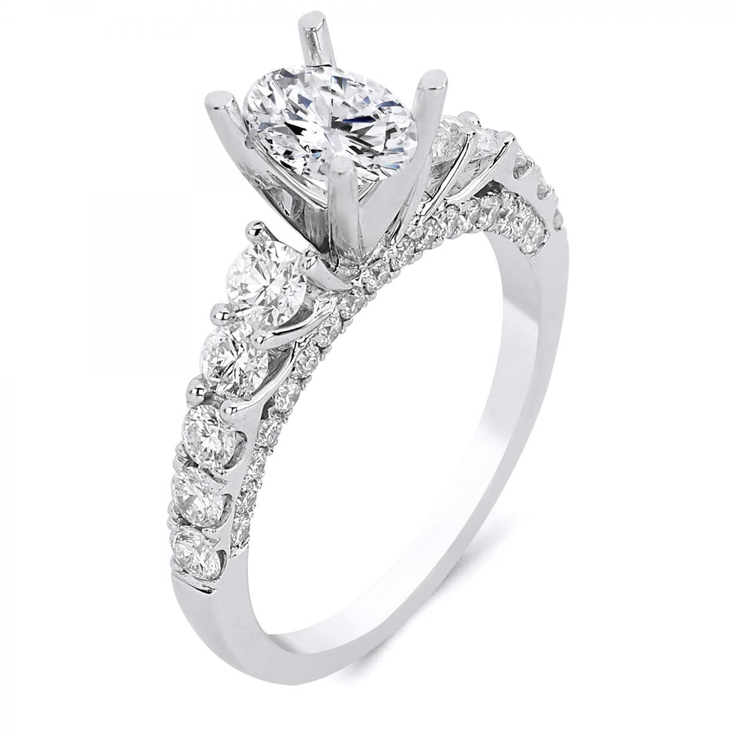 18k White Gold 1.05 Carat Diamond Engagement Ring (Center stone is not included)