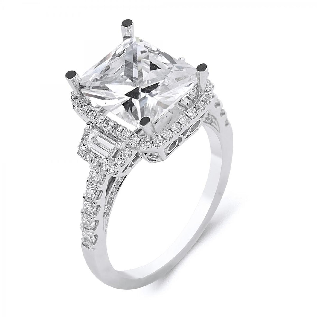 18k White Gold Baguette Cut Diamond Engagement Ring