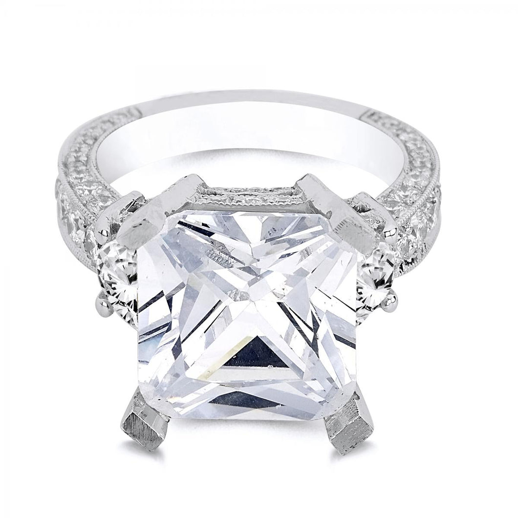 Platinum Half Moon Diamond Engagement ring