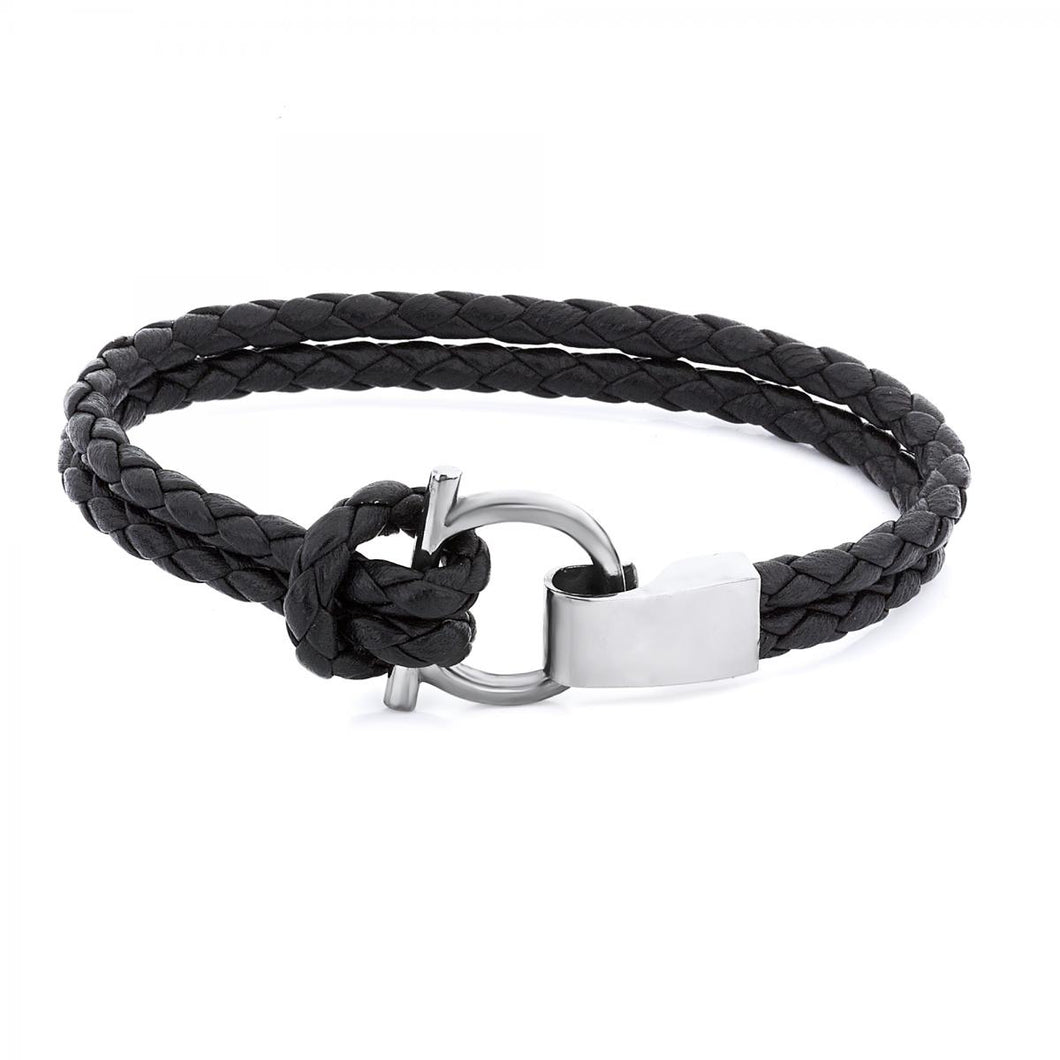 Men's Black Ruthenium Leather Bracelet