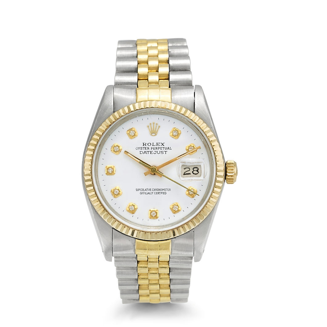 Rolex DateJust 16013 Two-Tone White Diamond Dial Steel Watch