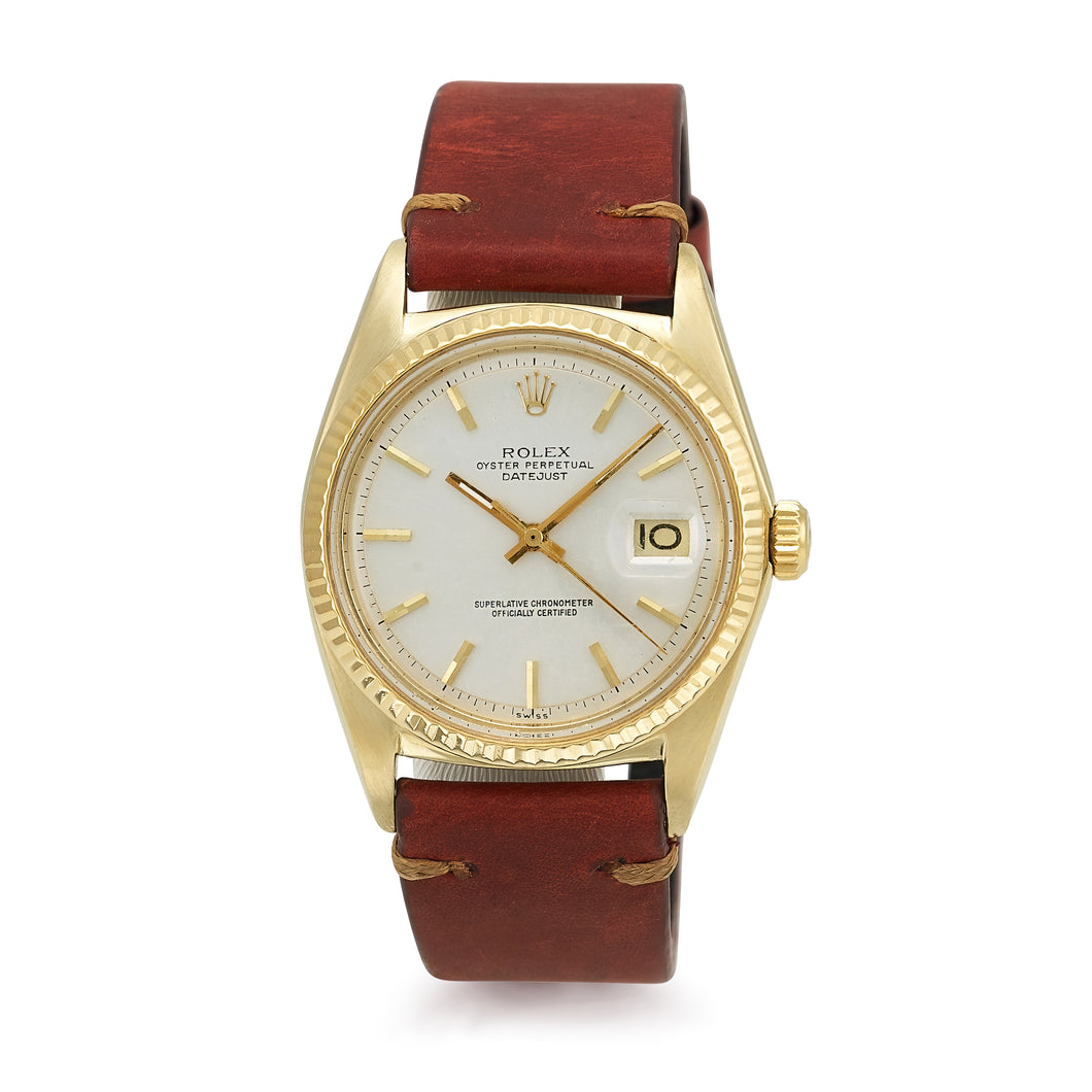 Rolex Datejust 16013 Gold Head Matchstick Dial Watch
