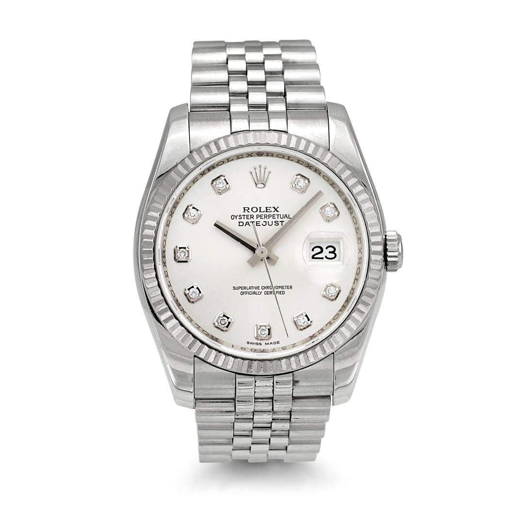 Rolex DateJust 16030 Diamond Dial Stainless Steel Watch