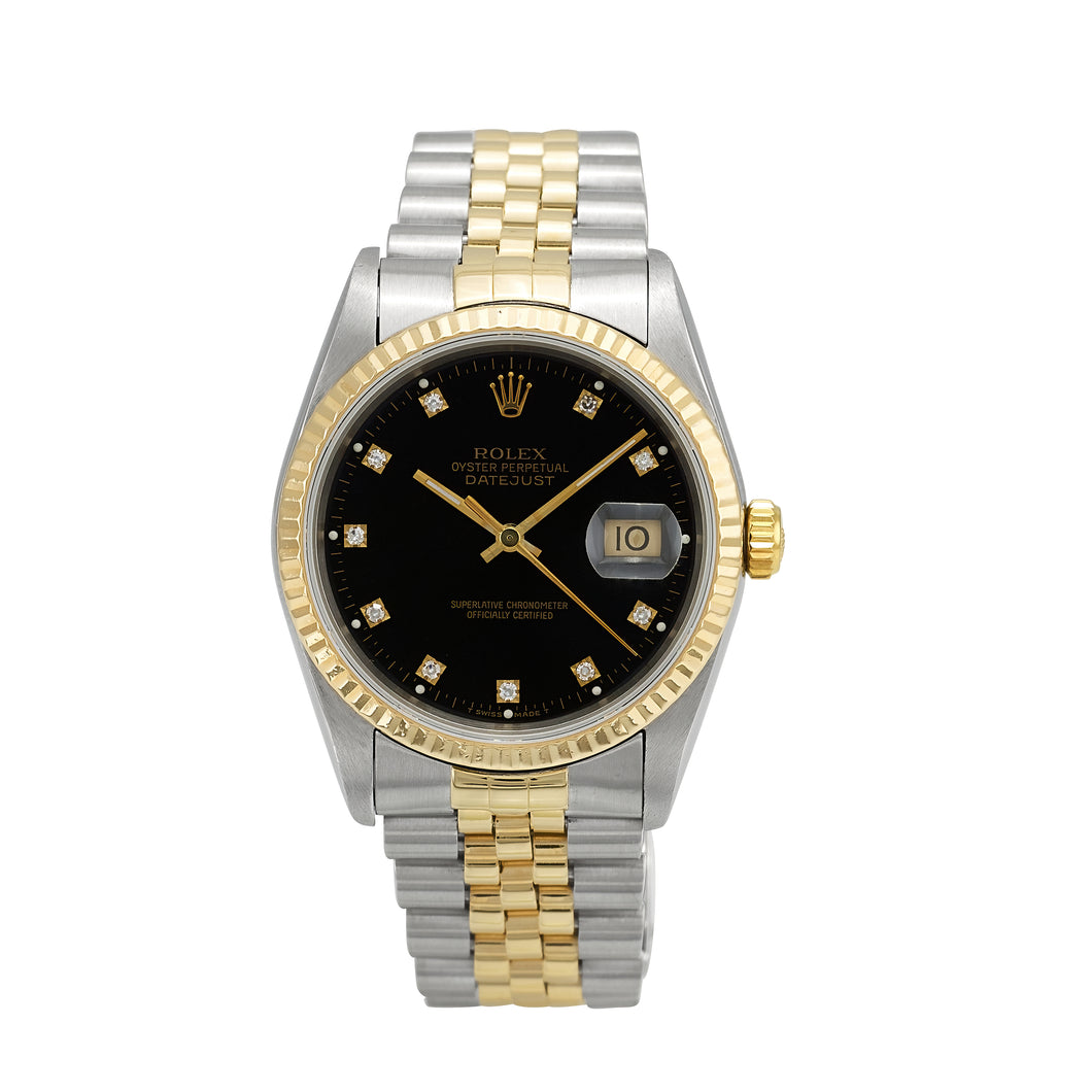 Rolex DateJust 16233 Two-Tone Black Dial Watch