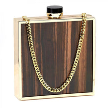 Load image into Gallery viewer, Pewter Ebony Wood Style Golden Framed Bag
