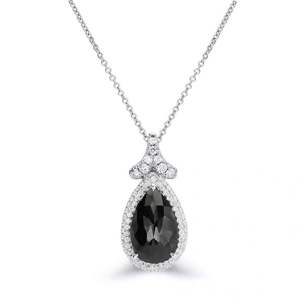 18k White Gold Black Diamond Necklace