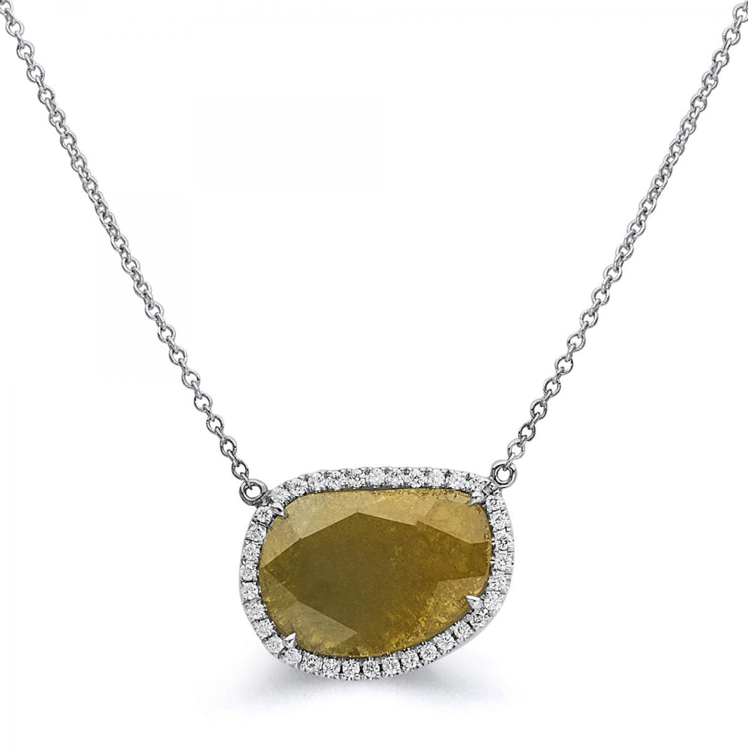 18k White Gold Yellow Diamond Necklace