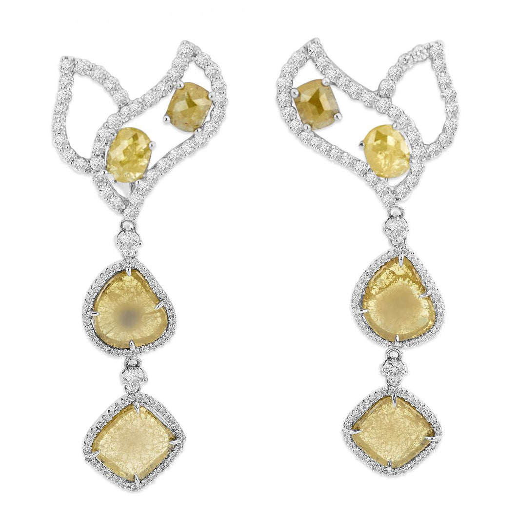 18K White Gold Yellow Diamond Earrings