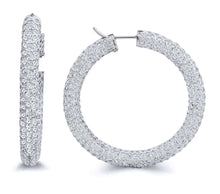 Load image into Gallery viewer, 18K White Gold Round Cut Diamond Hoop Earrings
