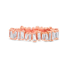 Load image into Gallery viewer, 14K Rose Gold Diamond Baguette Modern Stackable Ring

