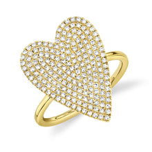 Load image into Gallery viewer, 14K Yellow Gold Diamond Pave Heart Statement Ring
