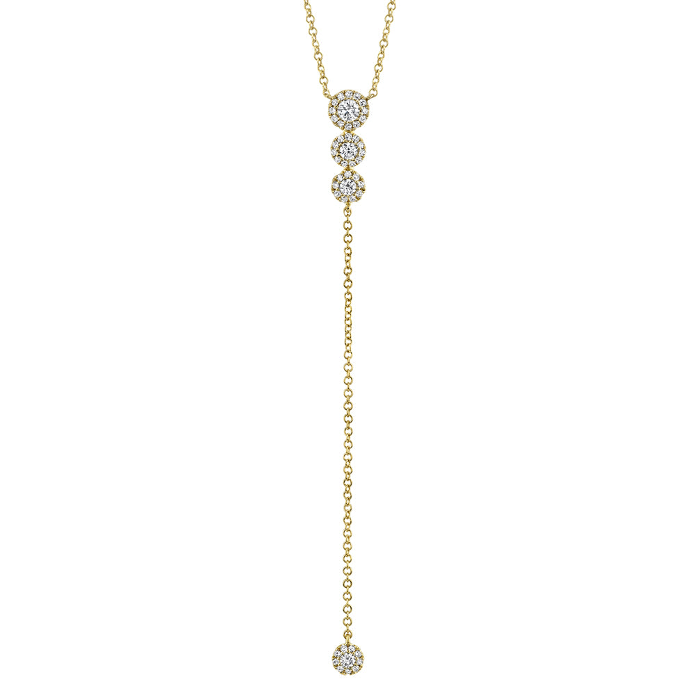 14K Yellow Gold Diamond Lariat Necklace