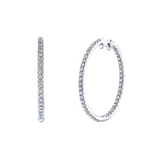 Load image into Gallery viewer, 18K White Gold U-Pave Diamond Hoop Earrings 0.52 Carat
