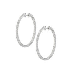 Load image into Gallery viewer, 18K White Gold U-Pave Diamond Hoop Earrings 0.52 Carat
