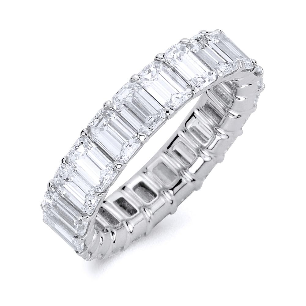 Emerald Cut 18K White gold Diamond Eternity Ring