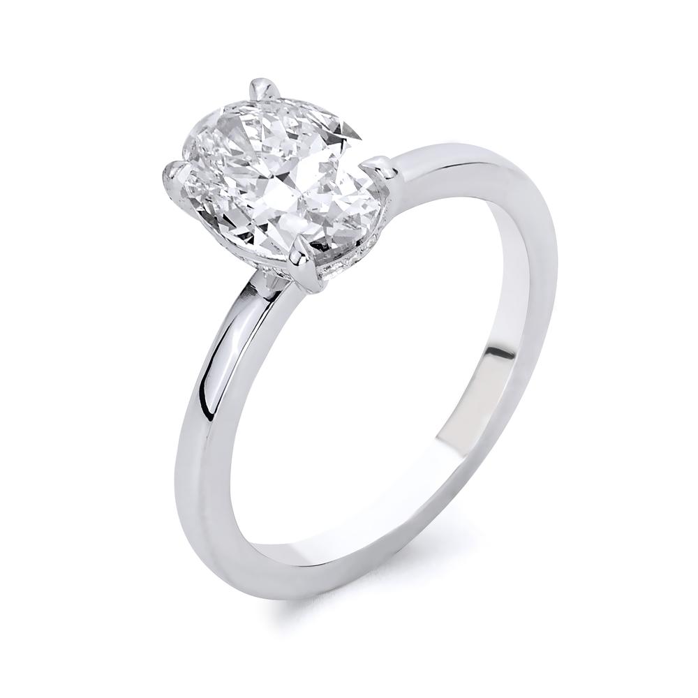 Platinum 1.70 CT Oval Diamond Solitaire Engagement Ring