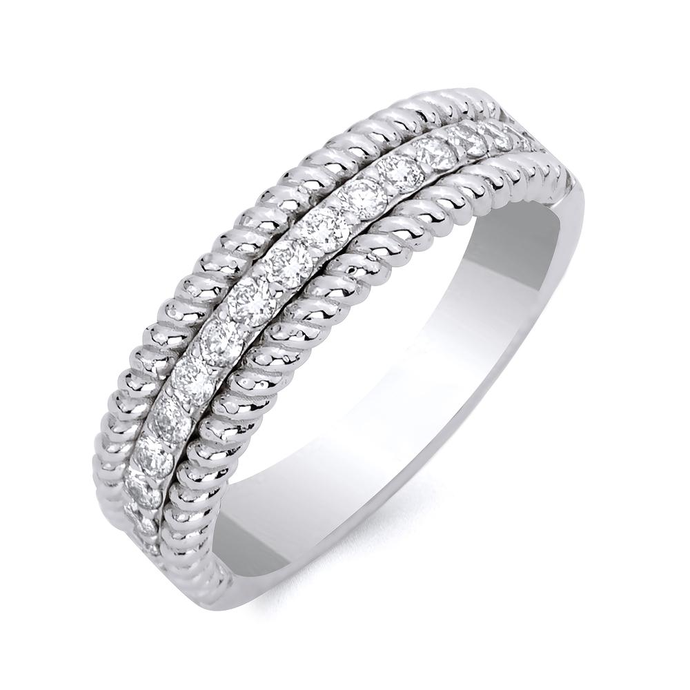 14K White Gold Diamond Rope Ring 0.35 Carat
