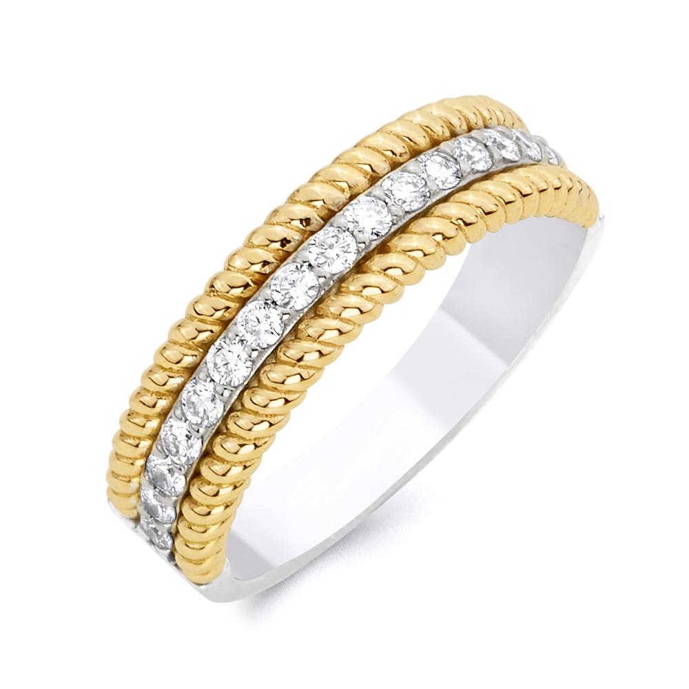 14K Yellow Gold Diamond Rope Ring