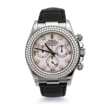 Load image into Gallery viewer, 18K White Gold Rolex Daytona 116589RBR Diamond Bezel Black Watch
