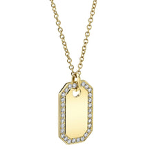 Load image into Gallery viewer, 14K Yellow Gold and Diamond Dog Tag Necklace
