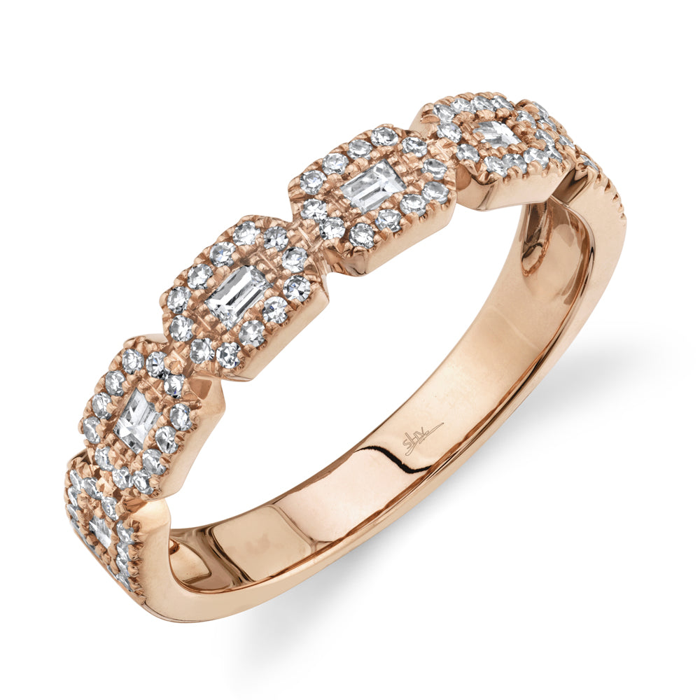 14K Rose Gold Diamond Baguette Ring