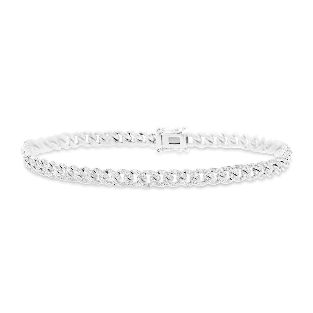 14K White gold Diamond Pave Link Bracelet