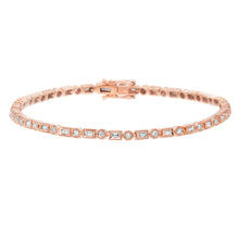 Load image into Gallery viewer, 14k Rose Gold Diamond Baguette BraceletT
