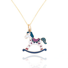 Load image into Gallery viewer, 14k Yellow Gold Rocking Horse Pendant with 14k Gold Chain
