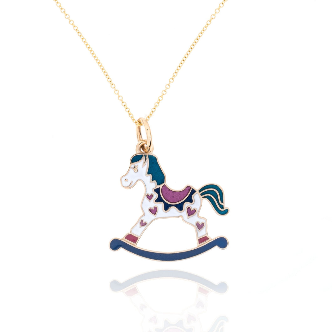 14k Yellow Gold Rocking Horse Pendant with 14k Gold Chain