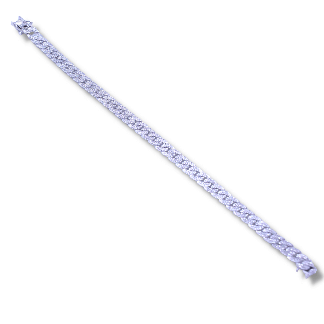 14K White Gold Diamond Pave Link Bracelet