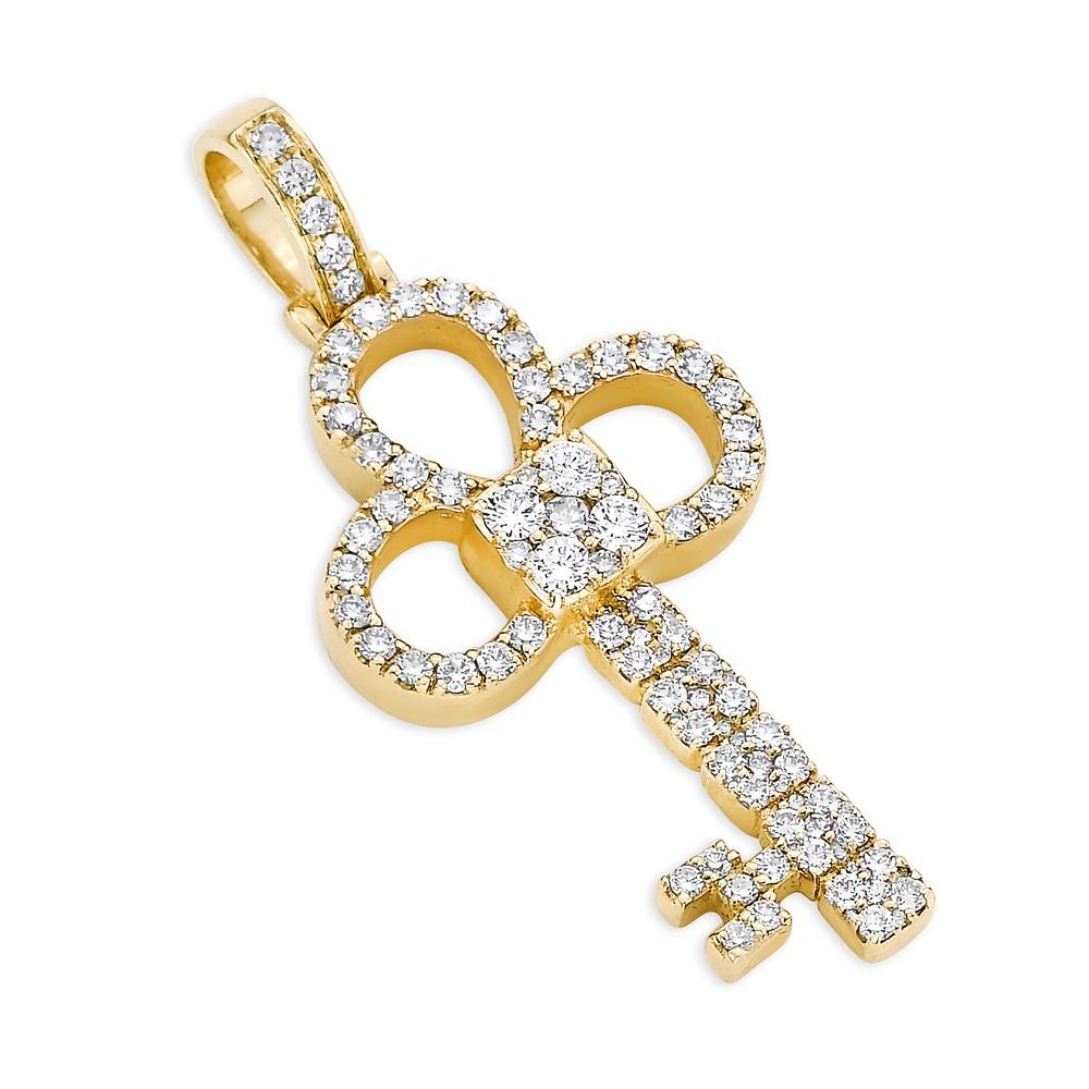 14K  Yellow Gold Men's Diamond Key Pendant