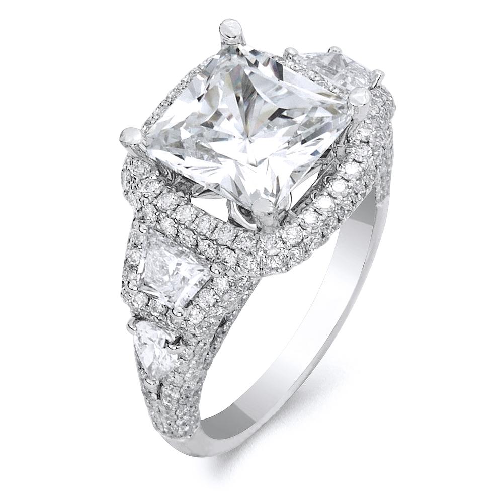 18k White Gold Trapozoid Cut 1.34 Carat Diamond Engagement Ring