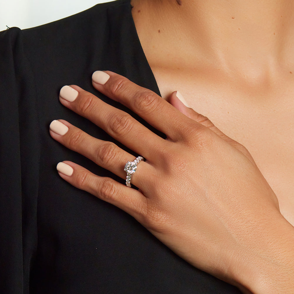 18K White Gold Cathedral Style Engagement Ring