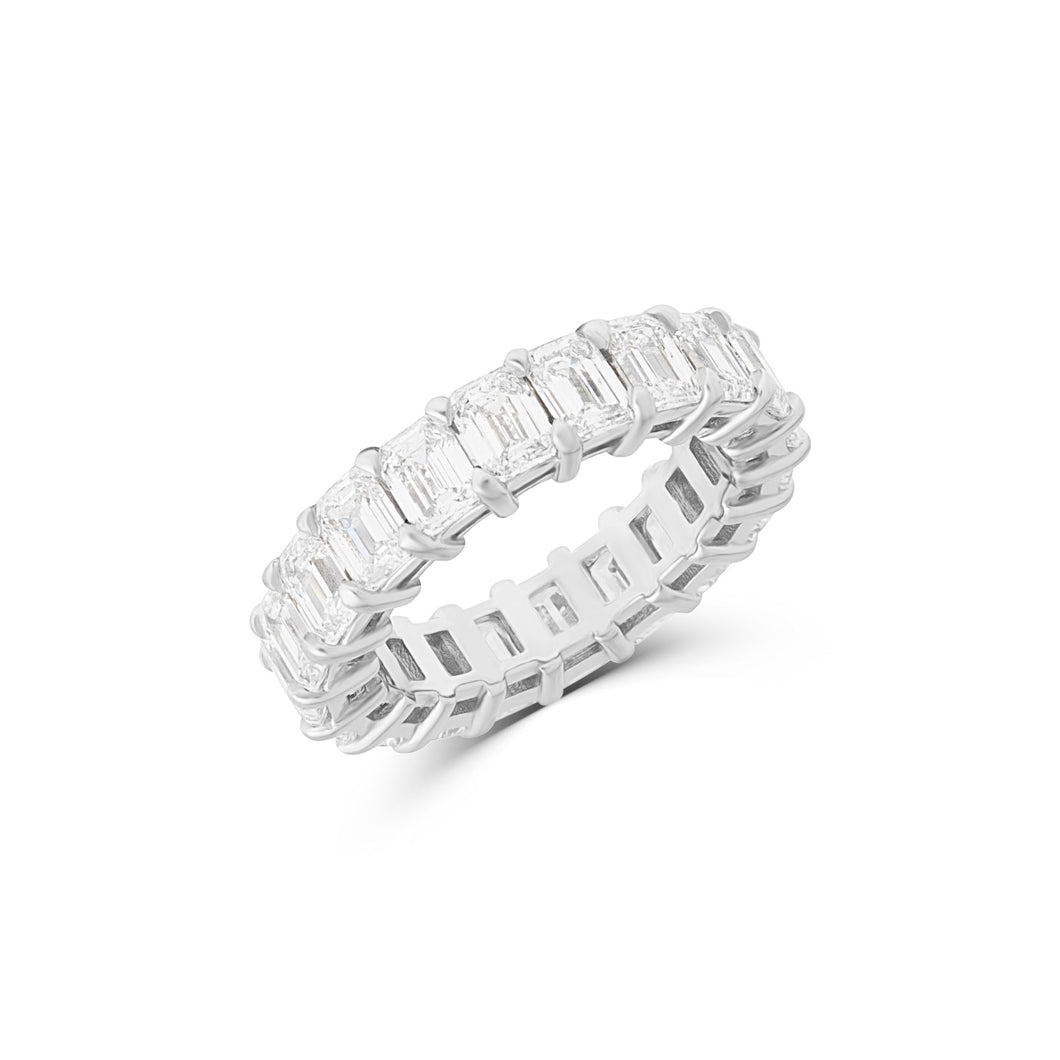14K White Gold Emerald-Cut Diamond Eternity Ring